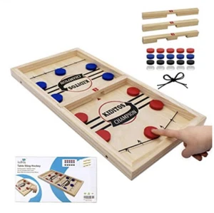 KIDITOS, Table Sling Hockey Action Tabletop Game in Solid Wood.  3 Levels.  NEW. - Picture 1 of 12