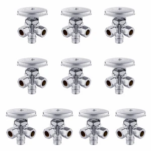 10 PCS Dual Outlet Angle Stop Valve,1/2" Pex-a Expansionx 3/8" x3/8" Compression - Picture 1 of 4