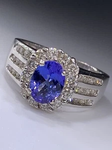 LeVian 2.00cttw Oval Tanzanite & Diamond Ring 18k White Gold - Picture 1 of 17