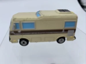 2" Camper RV Motor Home Tan Brown Stripe Blue Windows 1989 Micro Machines - Picture 1 of 6