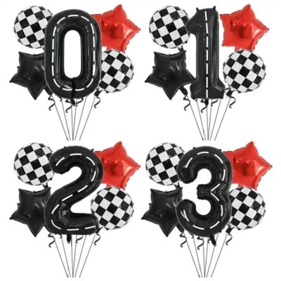 5pcs 40" Black Track Age Foil Number Balloons Race Car Birthday Racing Party
