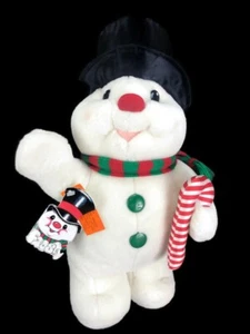 Vintage 1992 Frosty the Snowman peluche con etiquetas 16" bufanda de caramelo juego por juego - Imagen 1 de 5