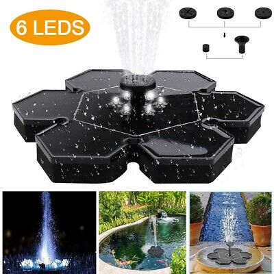 Solar Fountain Bird Bath Water Pump With LED Floating Garden Pond Pool 4 Nozzles • 10.85$