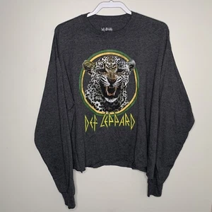 Camiseta corta de algodón Rock n Roll talla grande 2X Def Leppard gris manga larga - Imagen 1 de 5