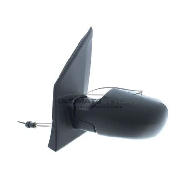 Черное пассажирское зеркало заднего вида с ручным тросом со стороны двери Ford Fiesta Mk6 2002-2009 - Изображение 1 из 4