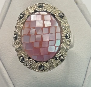 STUNNING .925 Vintage Sterling Silver Estate Ring Size 6.75 with Pink Stone - Picture 1 of 6