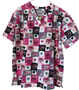 Natural Uniforms Scrub Top Medical V-Neck Breast Cancer Awareness Medium NWT - Picture 1 of 5