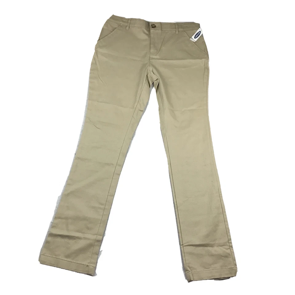 Old Navy Pants Girls 16 Plus Rolled Oats Beige Uniform Skinny Leg Adjustable NWT - Image 1 of 4