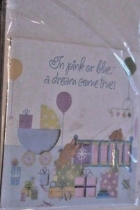 BABYPARTY EINLADUNGEN 8ER-PACK SET MIT DREHRAD BLAU & PINK CMY ANDERE ARTIKEL - Bild 1 von 3