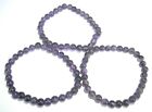 Trois bracelets perles d'améthyste cristal mode bijoux cadeau pierre précieuse lâche
