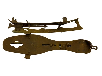 ANCIENNE PAIRE DE PATIN A GLACE PATINAGE RÉGLABLE PAS SKI BOIS - Photo 1/4