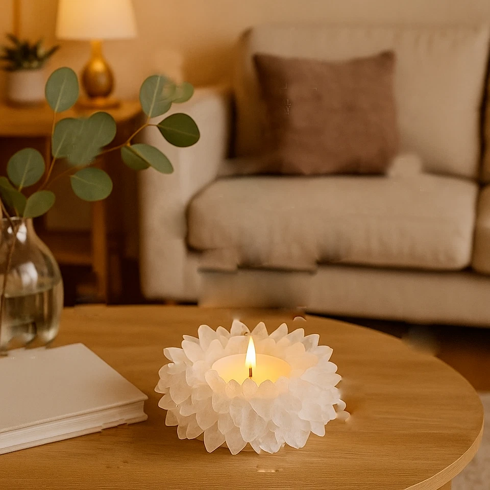 Clear Quartz Candle Holder – Lotus Crystal Tealight for Clarity & Energy Decor - Image 1 of 4