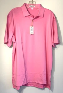Peter Millar Herren Golf Polo Shirt hellrosa Größe Medium UVP $ 89 neu mit Etikett - Bild 1 von 6