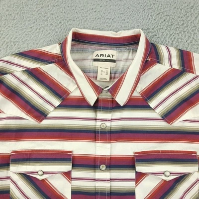 Ariat Shirt Mens 2XL Retro Fit Short Sleeve Western Striped Snap Front Casual - Image 1 of 4