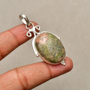 Unakit Edelstein 925 Sterlingsilber Handarbeit Schmuck Anhänger 2,04 Zoll - Bild 1 von 6