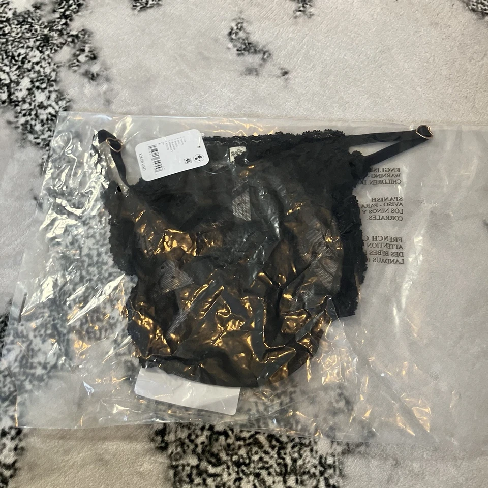 Free People Underwear Womens Size Large Black Heart to Heart Bikini Panties - Image 1 of 4