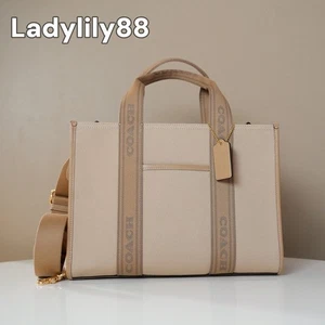 NWT Coach CAK93 Smith Tote Bag Canvas Smooth Leather Dark Natural Multi $428 - Picture 1 of 13