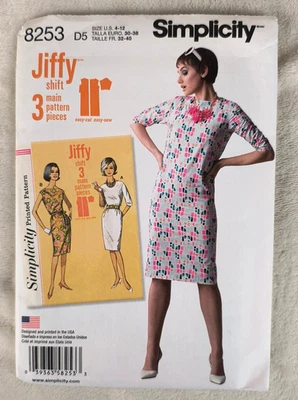 Simplicity Pattern 8253 Jiffy Shift Dress Retro 1960s Reproduction Size 4-12 - Image 1 of 3