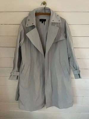 NEW DONNA KARAN Grommet Collar Trench Coat Light Gray Sz MEDIUM | New, No Belt - Image 1 of 4