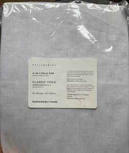 Pottery Barn WEISS Klassisch Voile Transparent Vorhänge (2er Set) 50X96 2 in 1 Stange Top - Bild 1 von 1