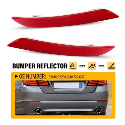 Par de fundas reflectoras de parachoques trasero con lente roja para BMW 528i 535i 2010-2013 sedán Foto 1 de 4