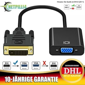DVI-auf-VGA-Adapter DVI-24+1 DVI-D-Stecker auf VGA-Buchse Kabeladapter Konverter - Bild 1 von 9
