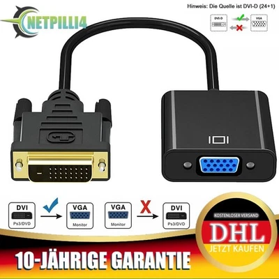 DVI-auf-VGA-Adapter DVI-24+1 DVI-D-Stecker auf VGA-Buchse Kabeladapter Konverter - Bild 1 von 4