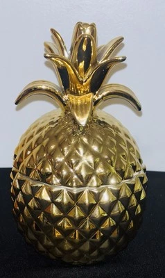 Two’s Company Porcelana Muy Elegante Oro Piña 2 Piezas Soportes 8” Alto Precioso Foto 1 de 4