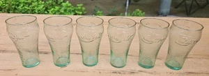 Vintage 6er Set Coca Cola Soda Trinkgläser grün getönt 6" hoch - Bild 1 von 4