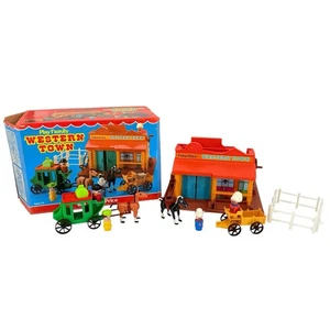 Vintage Fisher Price #934 Play Family Western Town with Box NEAR COMPLETE - Picture 1 of 12