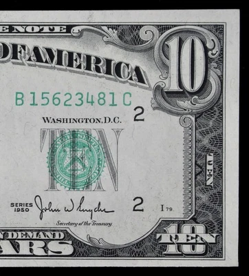 $10 1950 CU Narrow Federal Reserve Note B15623481C plain series, NY, ten dollar - Image 1 of 4