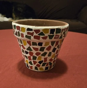 Mosaic Tile Flower Pot - 6 Inch Diameter - Picture 1 of 4