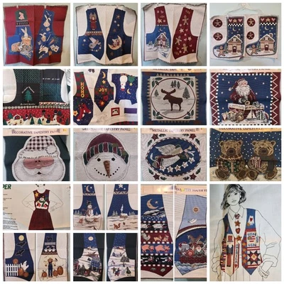 Lot of 20 Vtg Tapestry 18" Panel Pillow Vest Pattern Stocking Cut & Sew Fabric - Image 1 of 4