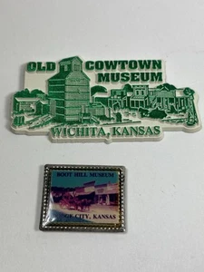 Vintage Lot Of 2 Souvenir Kansa State Fridge Magnet Collection - Picture 1 of 2