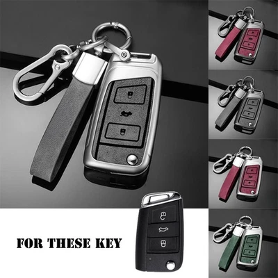 Funda protectora de cuero para llave de coche de aleación de zinc para VW Tiguan Golf 7 MK7 Skoda Polo Beetle Foto 1 de 4