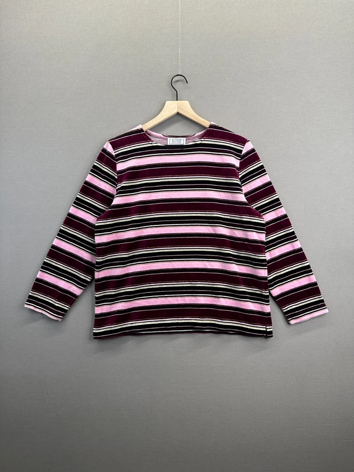 Женская розовая футболка пуловер Jennifer Moore в полоску с длинным рукавом вырез лодочкой размер M - Изображение 1 из 4