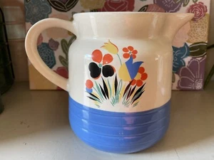 Vtg 1940's Universal Potteries Pitcher Circus Flower Tulip OvenProof USA 6.5” - Picture 1 of 8