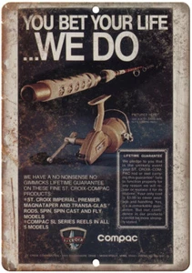 Compac St. Croix Fishing Reel Vintage Ad 10'" x 7" Reproduction Metal Sign - Picture 1 of 1