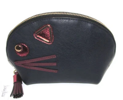 Estuche de cosméticos Neiman Marcus azul marino-rosa cúpula grande Critter nuevo con etiquetas Foto 1 de 4