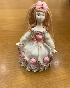 Handmade Vintage Interior Small Doll Beautiful Girl Long Blonde Figurine Russ 4" - Picture 1 of 7