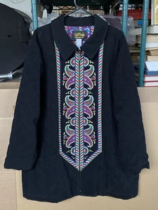 Vintage Bob Mackie Wearable Art Embroidered Quilted Jacket With Pockets Size 1X - Picture 1 of 21
