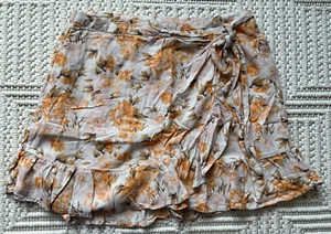 American Eagle Women's Floral Linen Blend Ruffle Wrap Skirt Size XL - Picture 1 of 7
