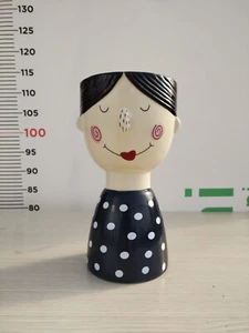 VASO D'ARREDO SMALTATO DONNA A POIS NEROIN CERAMICA V.12 AZIENDA ANTICO MESTIERE - Foto 1 di 1