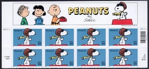 Scott #3507 - Peanuts Snoopy - Title Plate Block (Half Sheet) Of 8 Stamps - MNH - Picture 1 of 1
