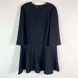 Vestido VALENTINO Spa Nuevo sin Etiquetas Negro Manga Larga Cintura Caída Acampanado Dobladillo Cambio Talla 10 - Imagen 1 de 4
