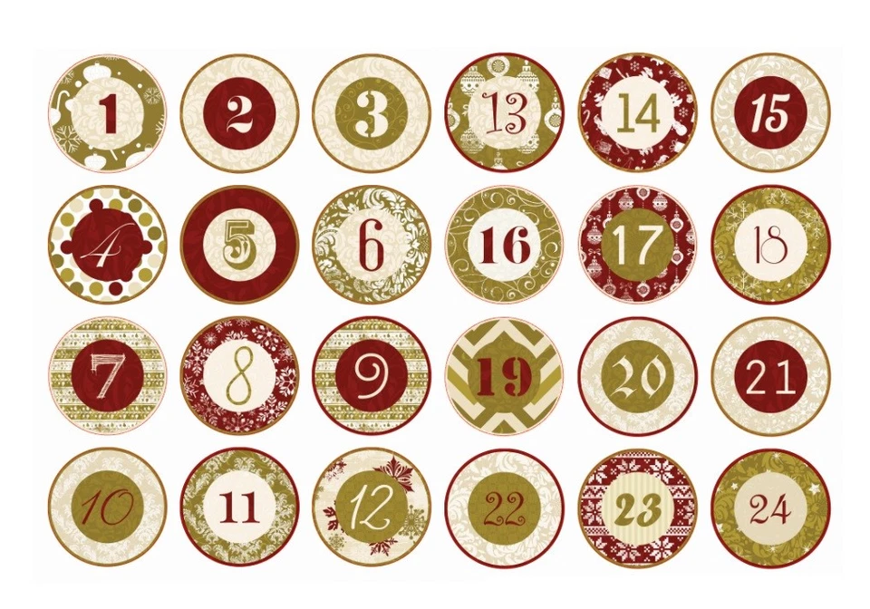 Aufkleber-Adventskalender-Zahlen-rot-grün-8002 - Bild 1 von 1
