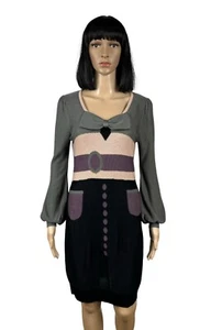 Sonia Rykiel Strick Wolle-Baumwolle Bodycon Schleife Kleid Größe 4 - Bild 1 von 18