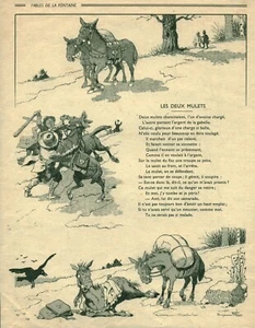 Gravure ancienne fables de la Fontaine illustration Benjamin Rabier issue livre - Imagen 1 de 2