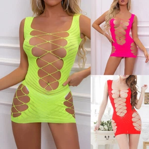 Sexy Women Fishnet Lingerie Babydoll Hollow Out Bodycon Mini Dress Clubwear ` - Bild 1 von 15