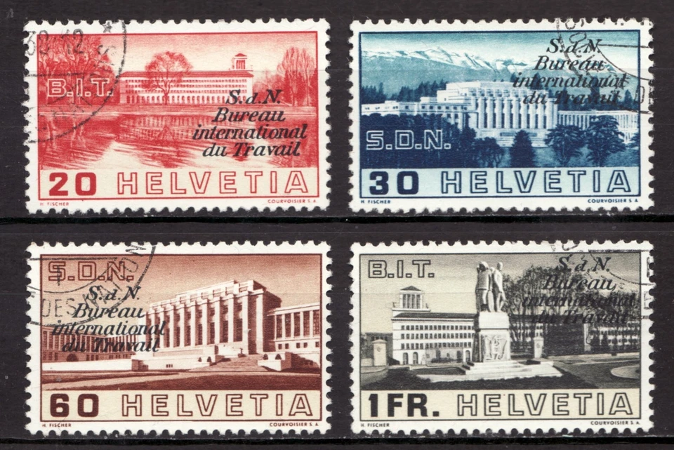 1938 Switzerland Sc# 2Ø49-52 - Ovpt for International Labor Council. Used Cv$19 - Image 1 of 1